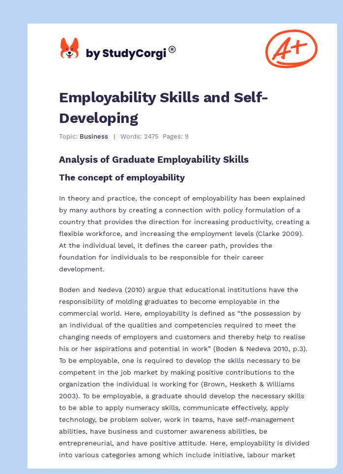 Employability Skills and Self-Developing. Page 1
