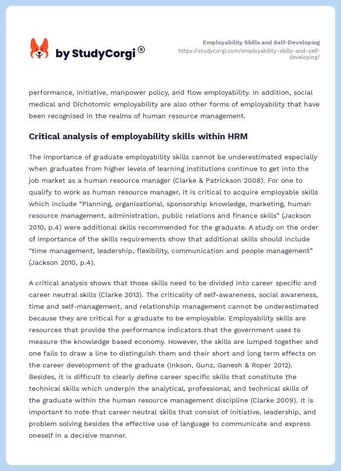 Employability Skills and Self-Developing. Page 2