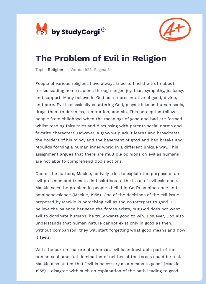 The Problem of Evil in Religion. Page 1