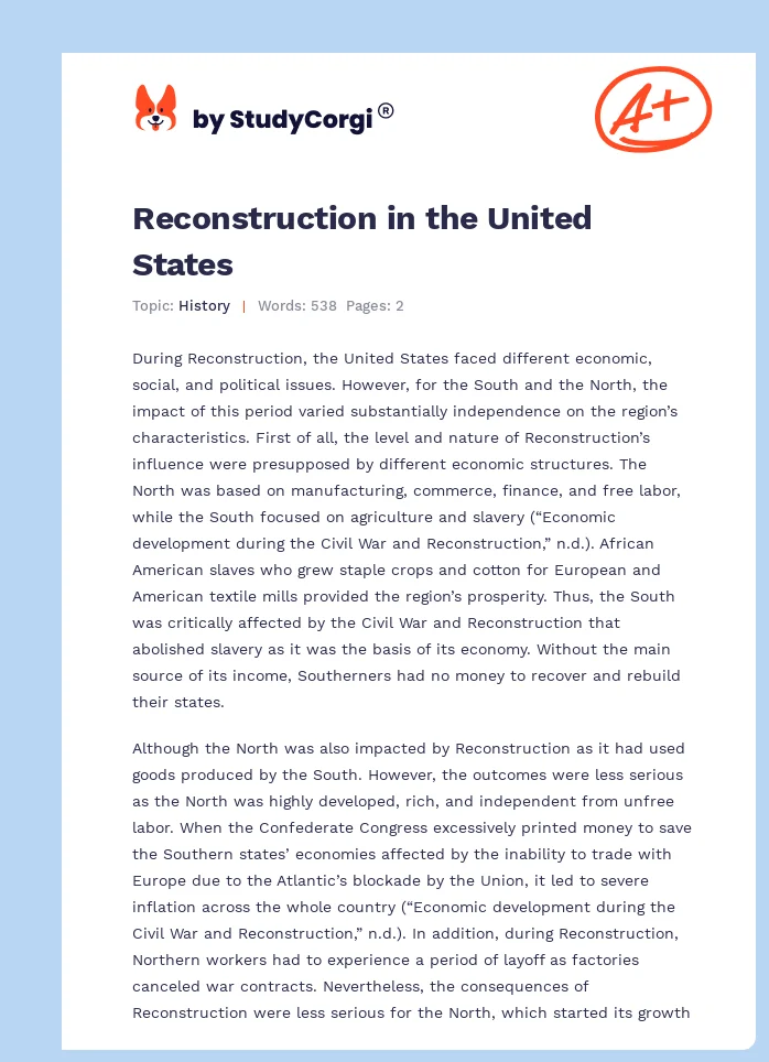 Reconstruction in the United States. Page 1