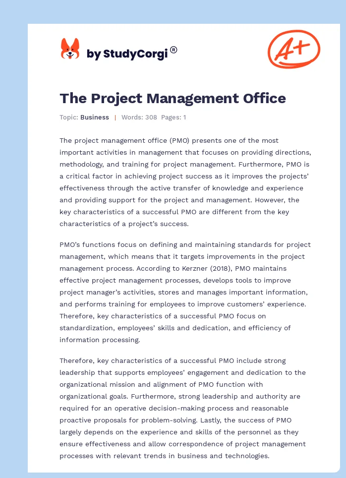 The Project Management Office. Page 1