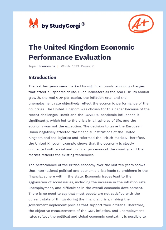 The United Kingdom Economic Performance Evaluation. Page 1