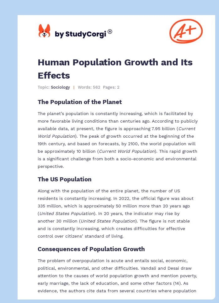 Human Population Growth and Its Effects. Page 1