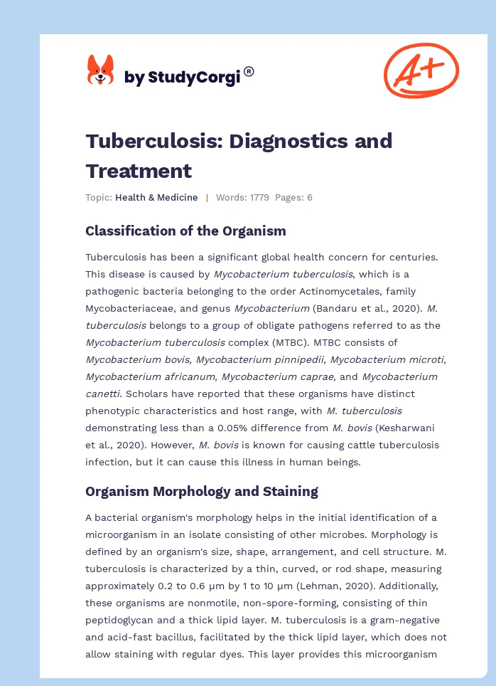 Tuberculosis: Diagnostics and Treatment. Page 1