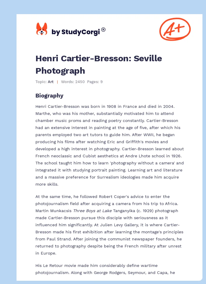 Henri Cartier-Bresson: Seville Photograph. Page 1