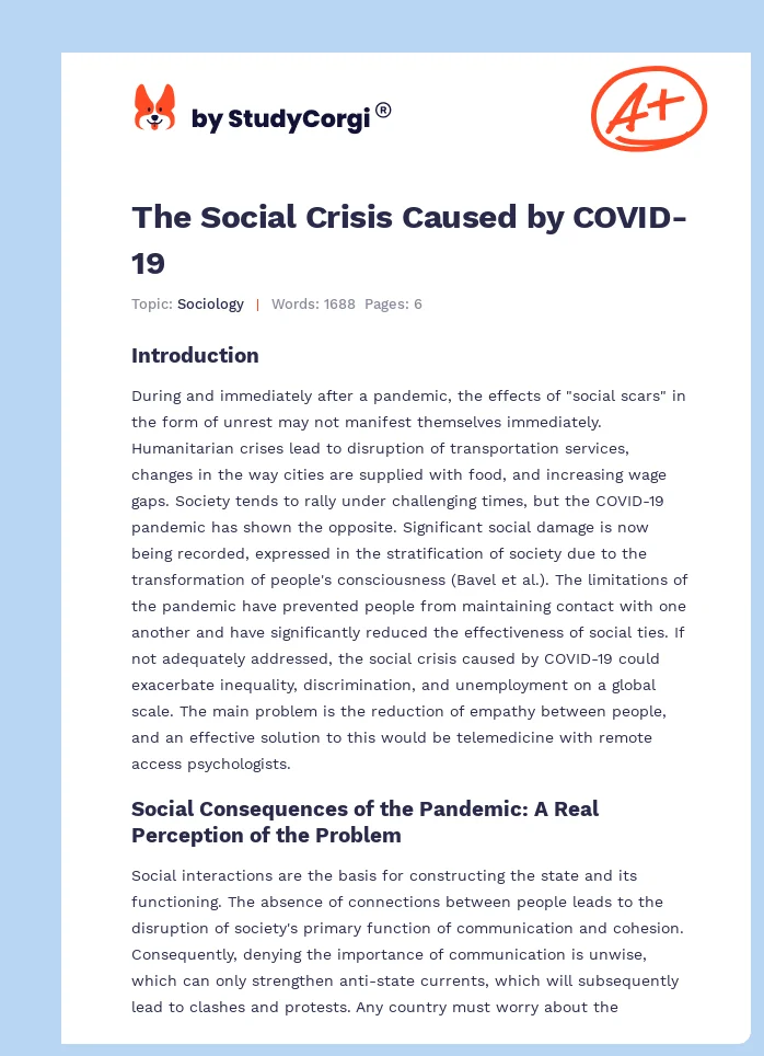 The Social Crisis Caused by COVID-19. Page 1
