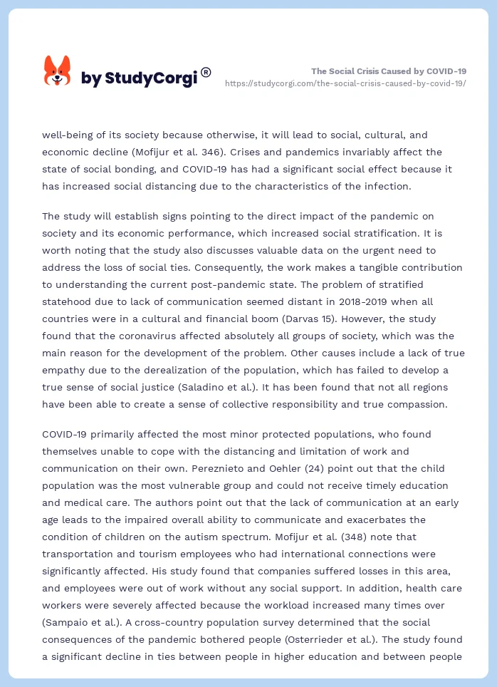 The Social Crisis Caused by COVID-19. Page 2