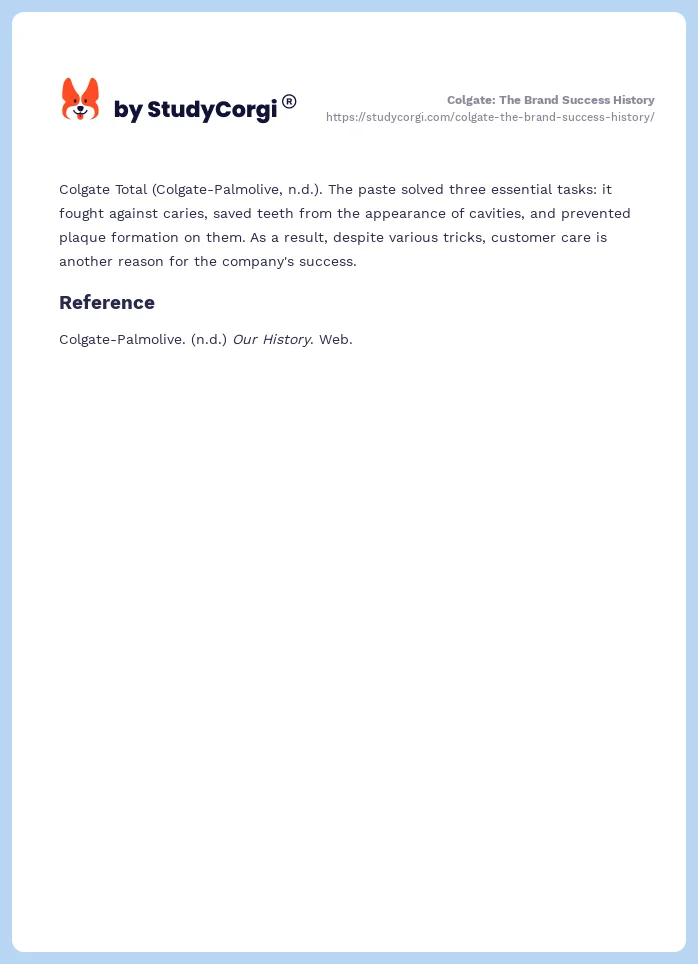 Colgate: The Brand Success History. Page 2