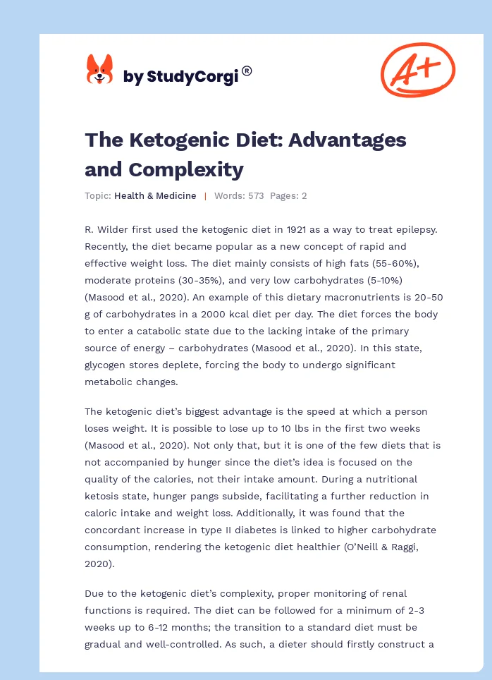The Ketogenic Diet: Advantages and Complexity. Page 1