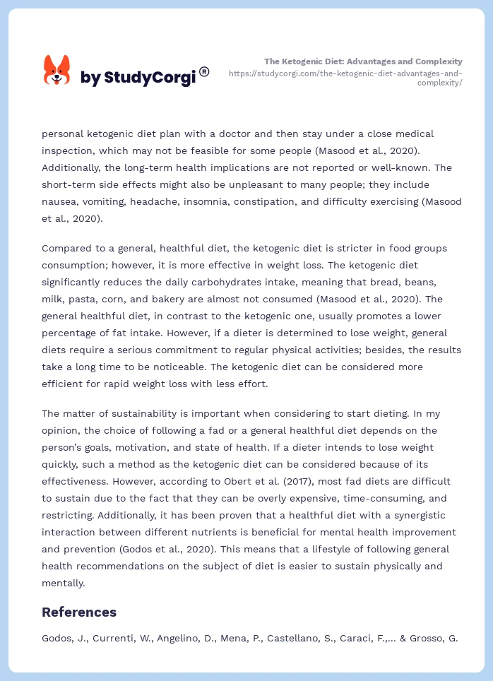 The Ketogenic Diet: Advantages and Complexity. Page 2