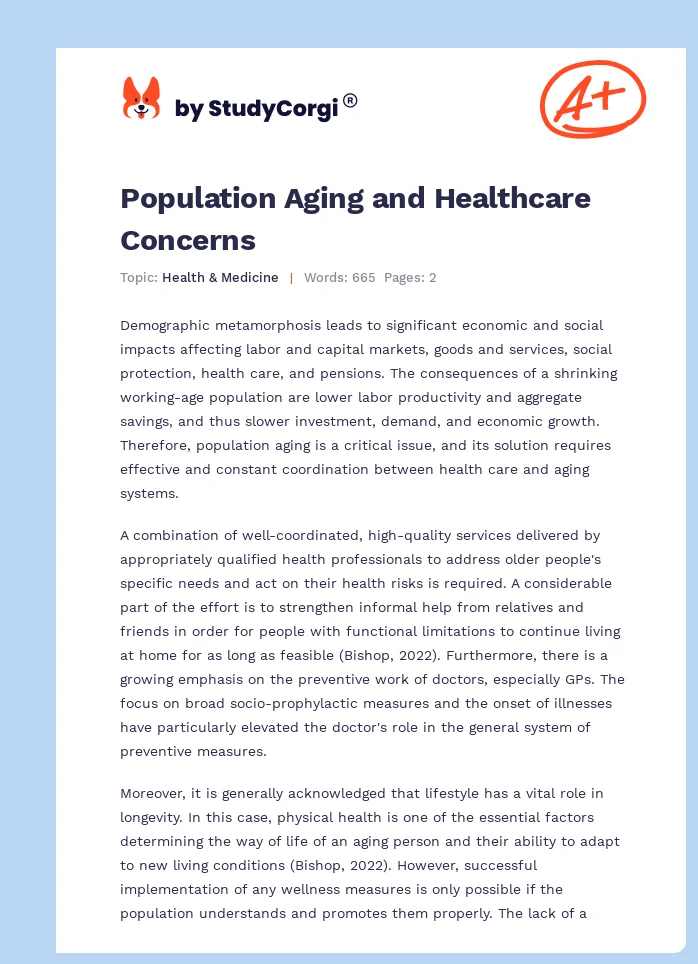 Population Aging and Healthcare Concerns. Page 1