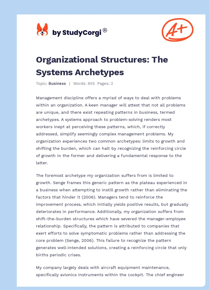 Organizational Structures: The Systems Archetypes. Page 1