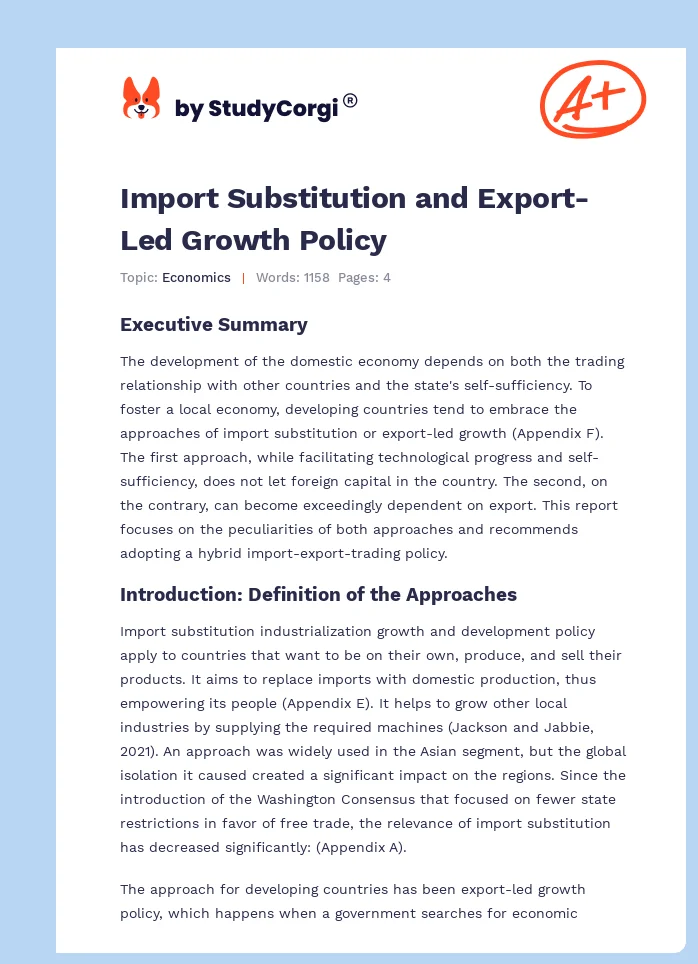 Import Substitution and Export-Led Growth Policy. Page 1
