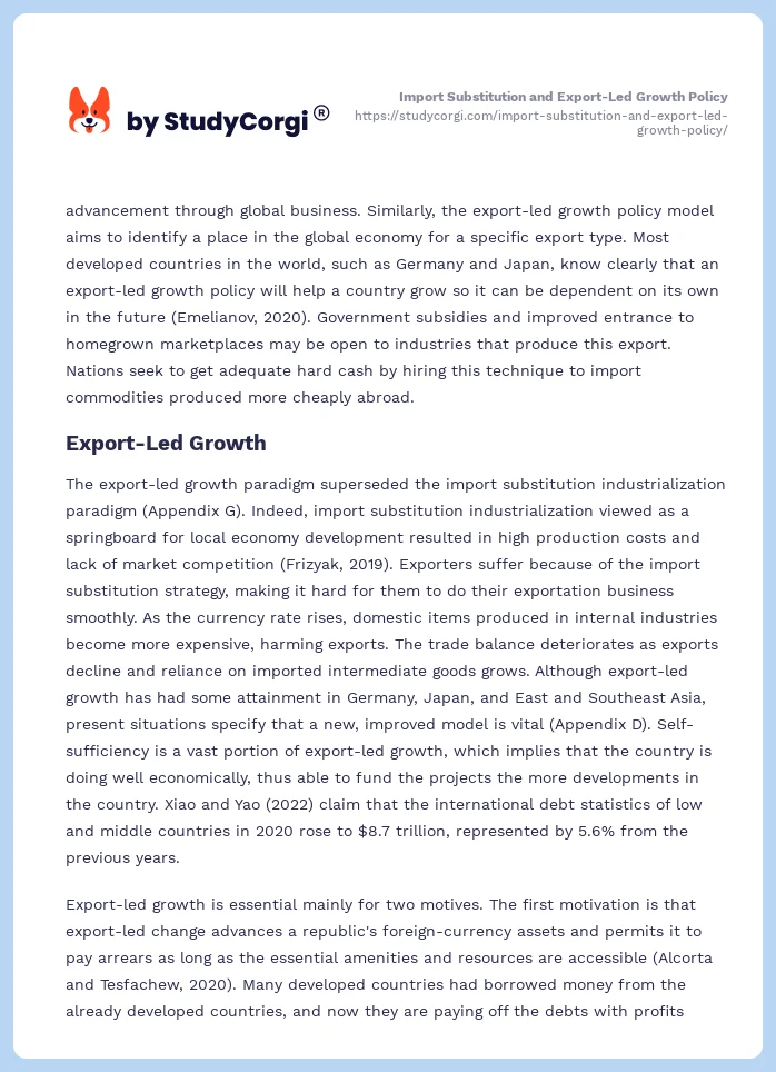 Import Substitution and Export-Led Growth Policy. Page 2