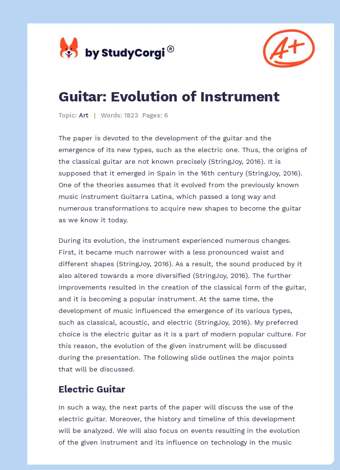 Guitar: Evolution of Instrument. Page 1