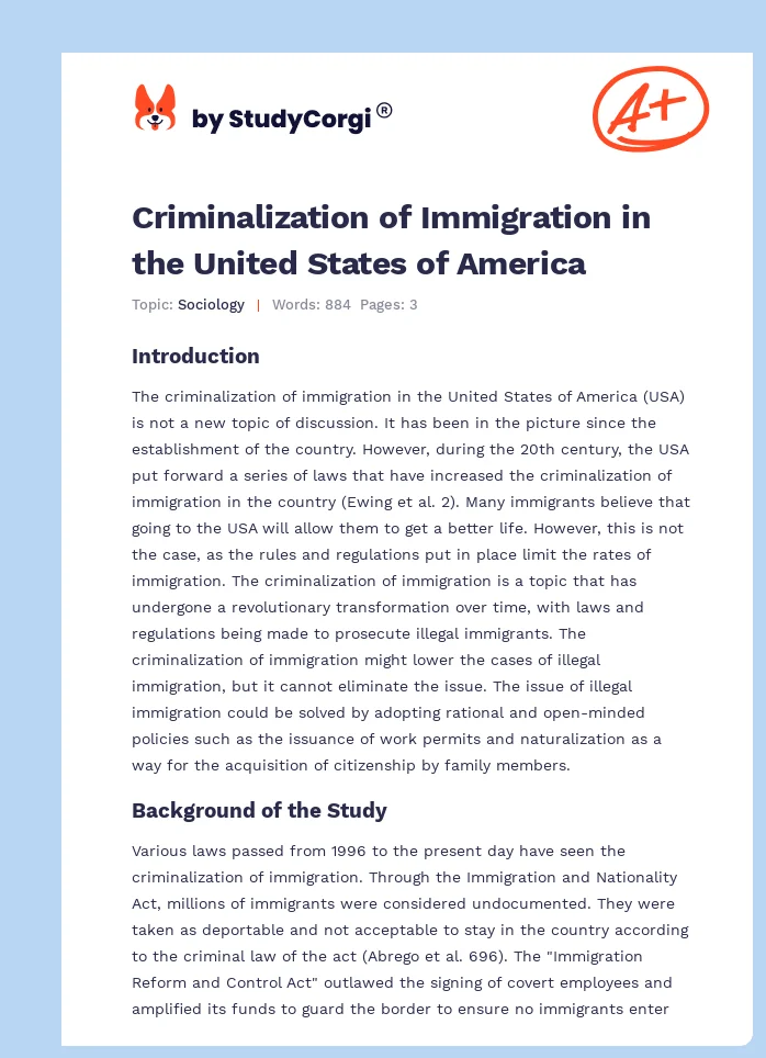 Criminalization of Immigration in the United States of America. Page 1