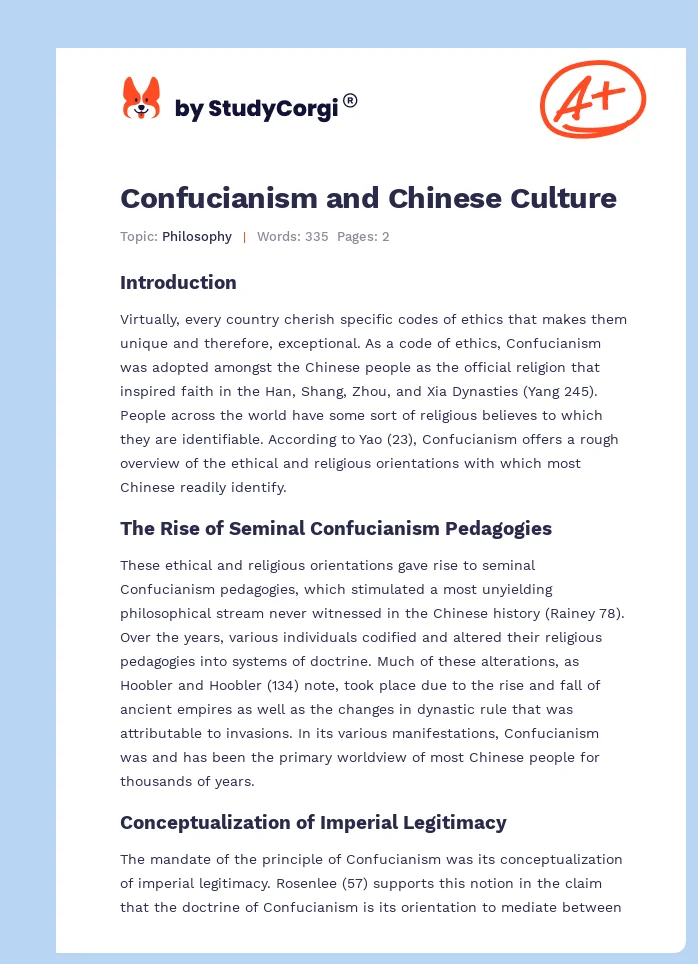 Confucianism and Chinese Culture. Page 1