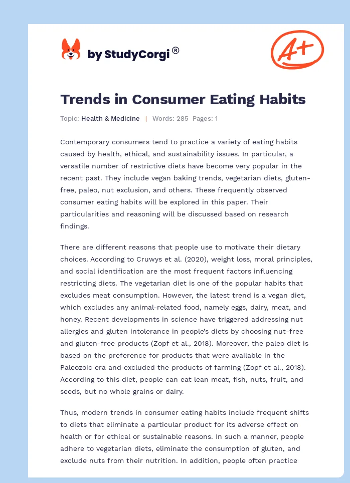 Trends in Consumer Eating Habits. Page 1