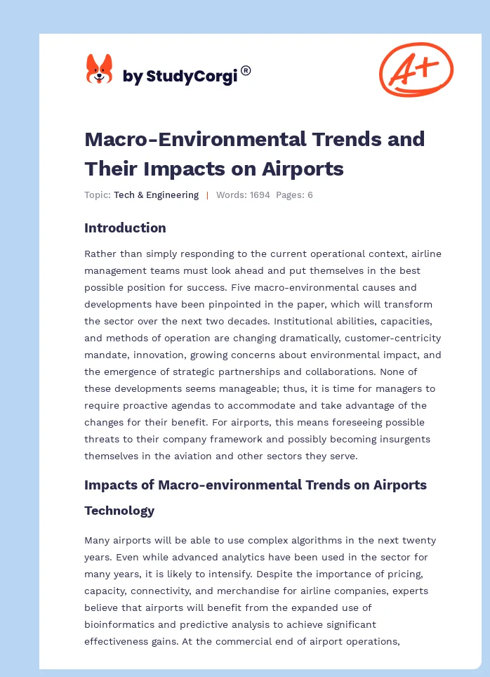 Macro-Environmental Trends and Their Impacts on Airports. Page 1