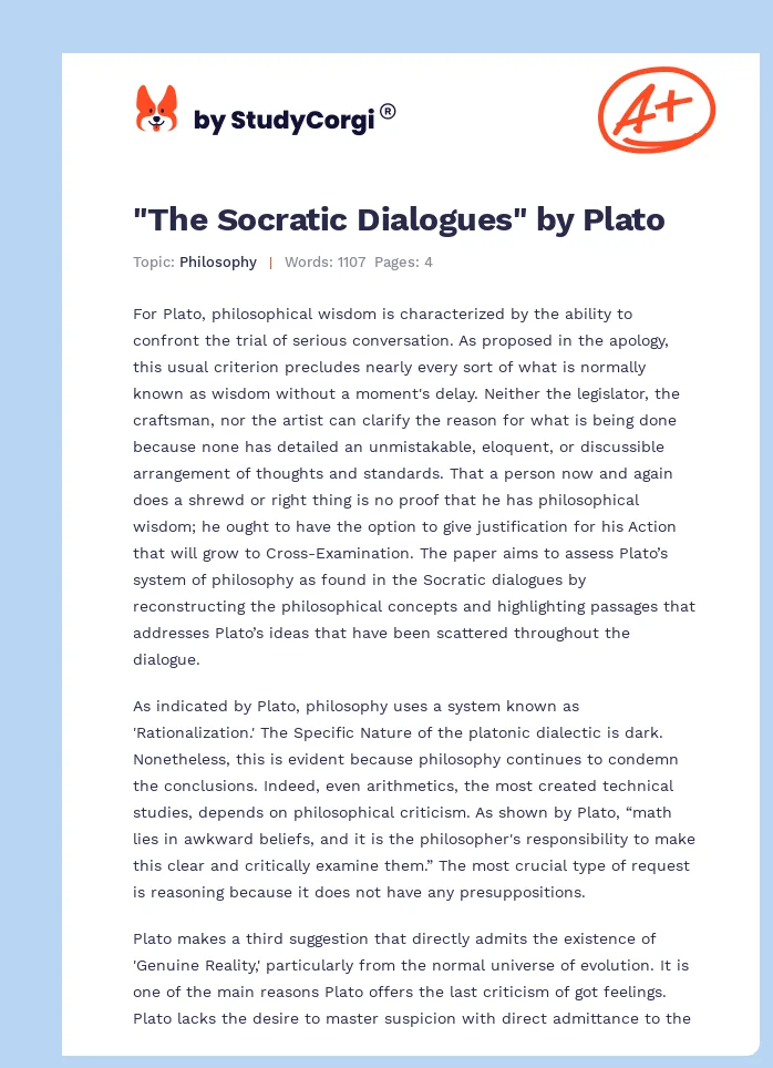 "The Socratic Dialogues" by Plato. Page 1