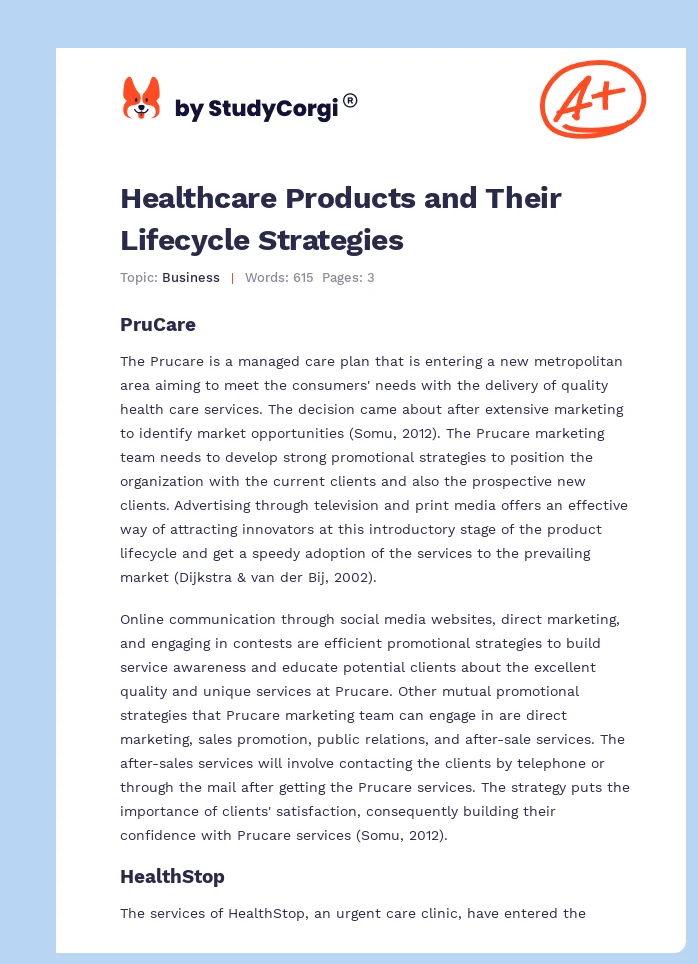 Healthcare Products and Their Lifecycle Strategies. Page 1