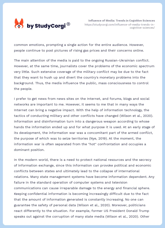 Influence of Media: Trends in Cognitive Sciences. Page 2