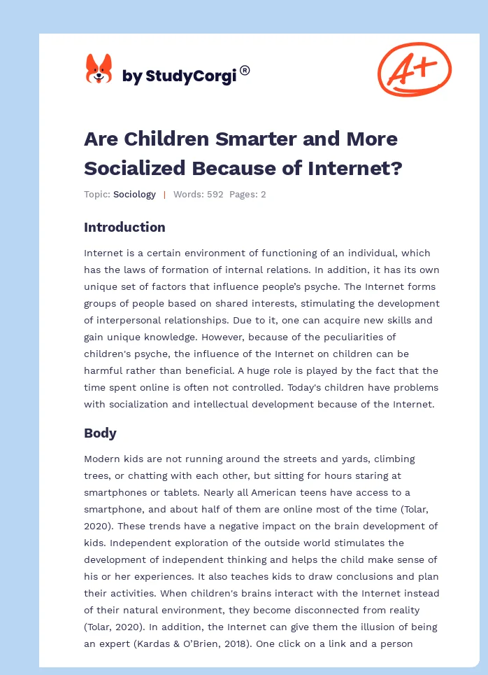 Are Children Smarter and More Socialized Because of Internet?. Page 1