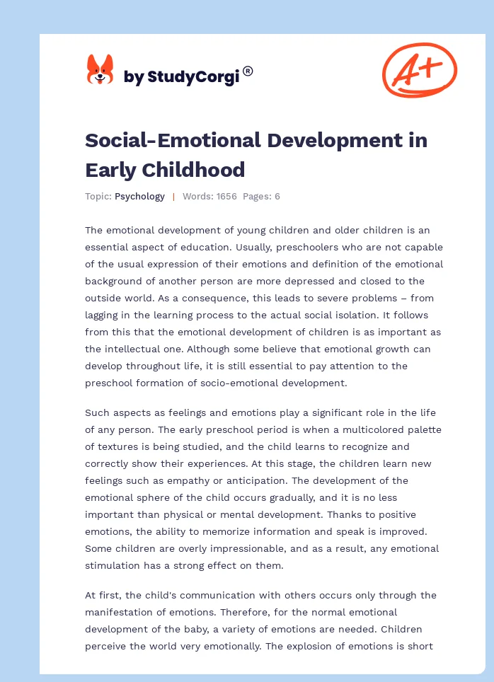 Social-Emotional Development in Early Childhood. Page 1