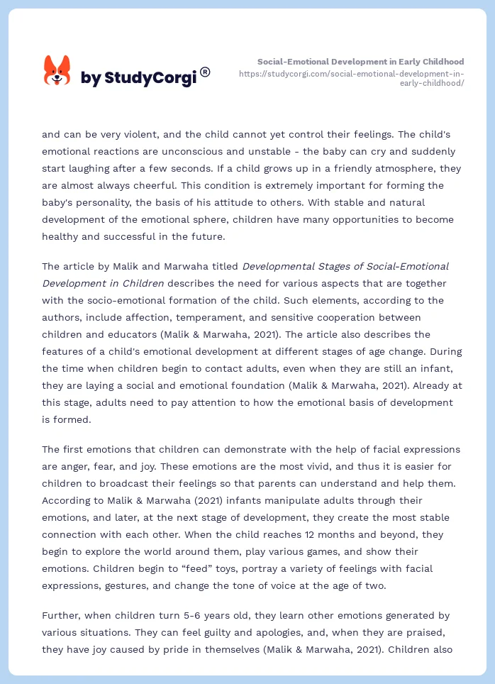 Social-Emotional Development in Early Childhood. Page 2