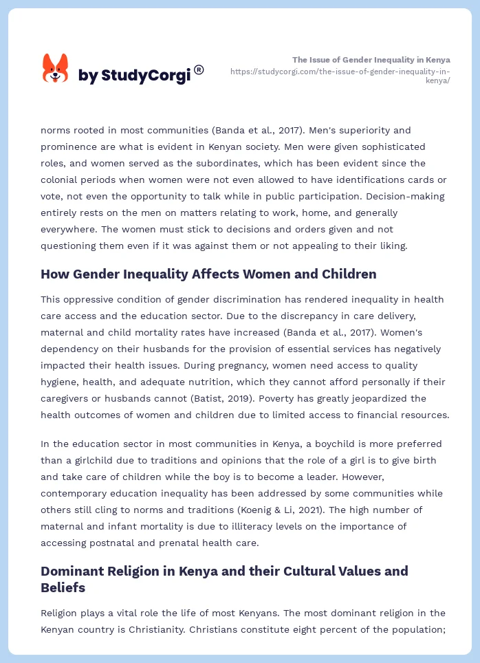 The Issue of Gender Inequality in Kenya. Page 2