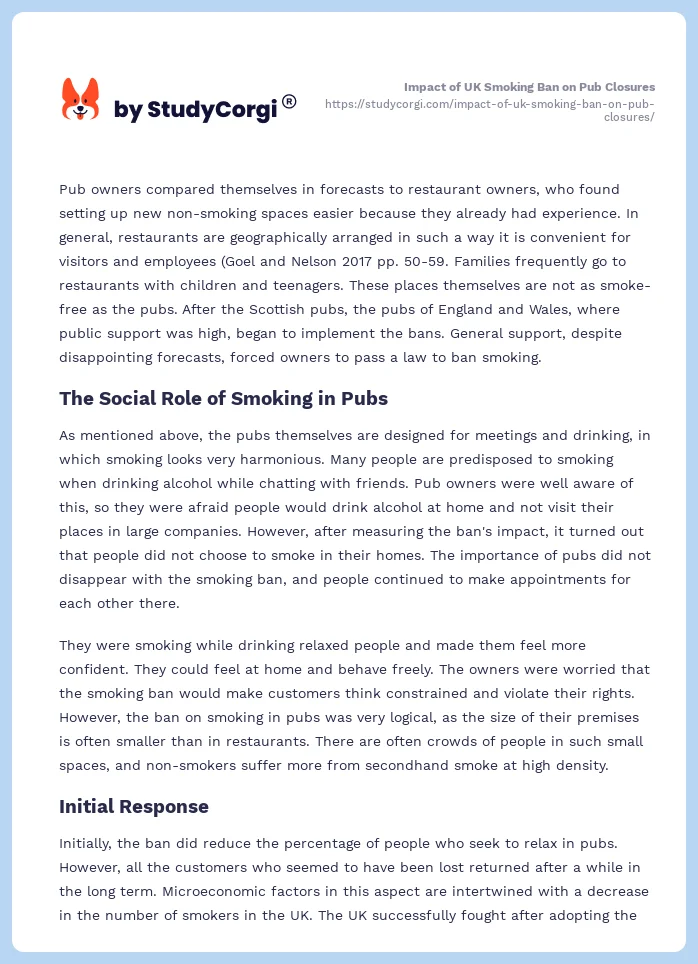 Impact of UK Smoking Ban on Pub Closures. Page 2