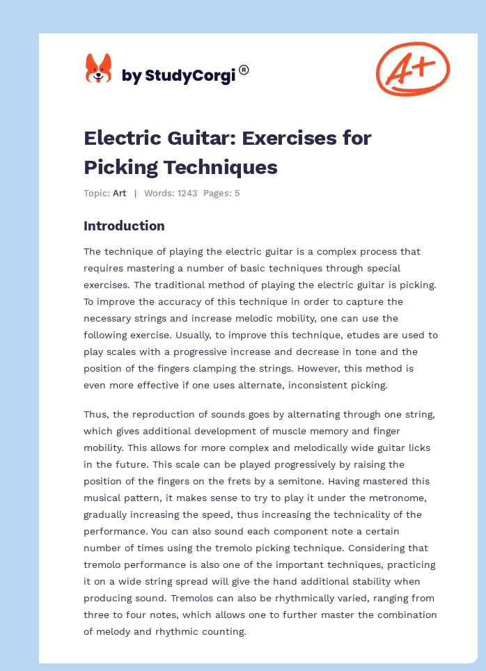 Electric Guitar: Exercises for Picking Techniques. Page 1