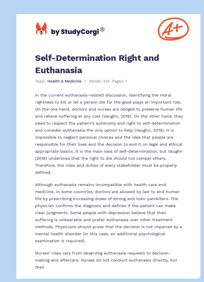 Self-Determination Right and Euthanasia. Page 1