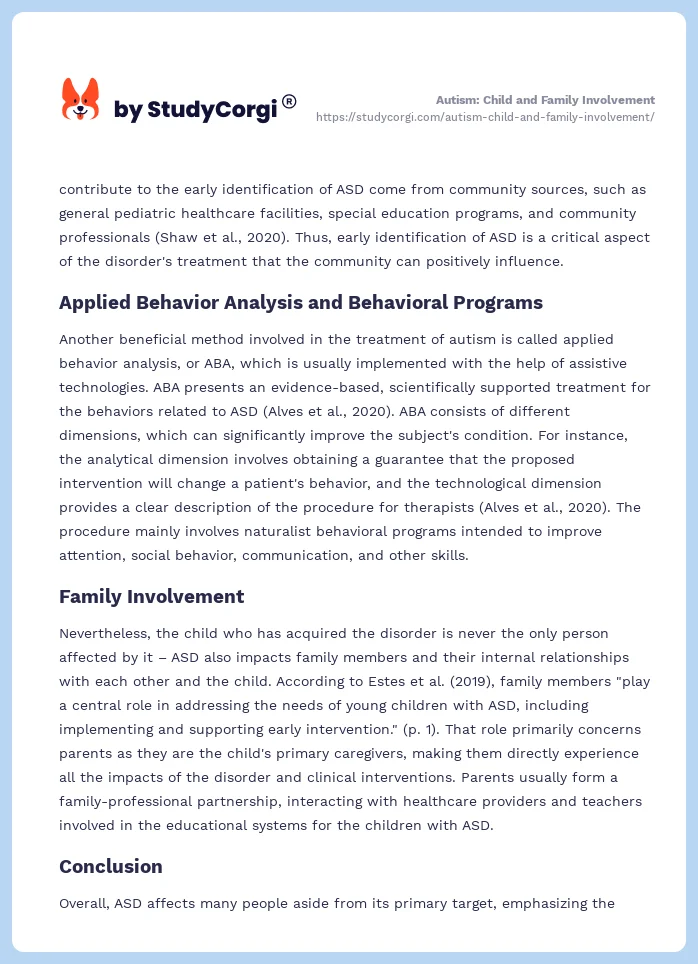 Autism: Child and Family Involvement. Page 2
