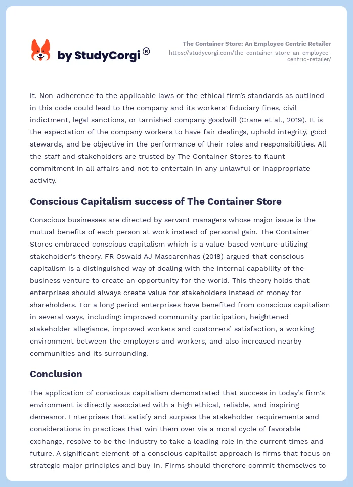 The Container Store: An Employee Centric Retailer. Page 2