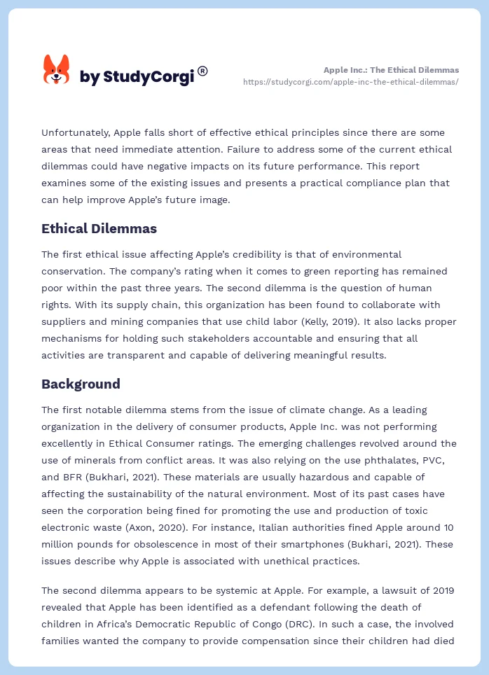 Apple Inc.: The Ethical Dilemmas. Page 2