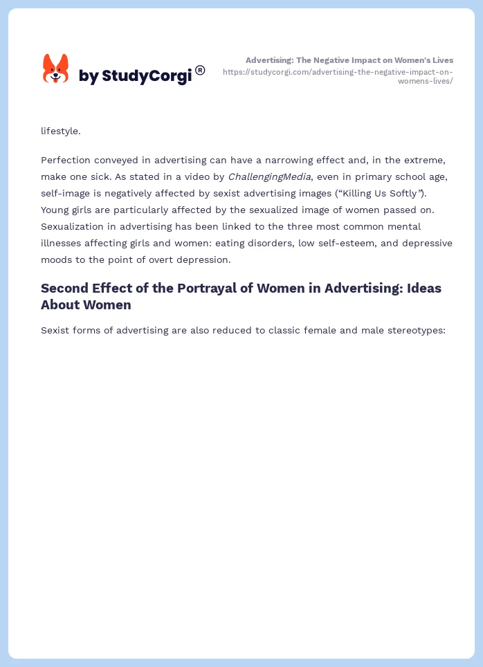Advertising: The Negative Impact on Women's Lives. Page 2