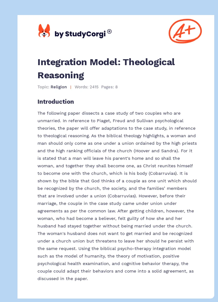 Integration Model: Theological Reasoning. Page 1