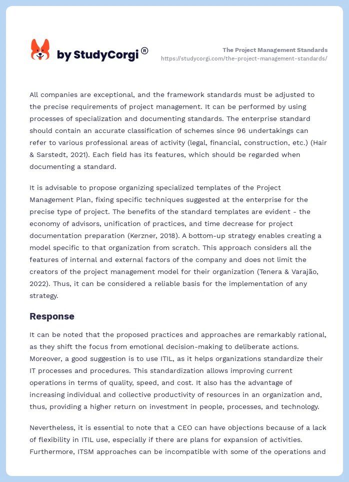 The Project Management Standards. Page 2