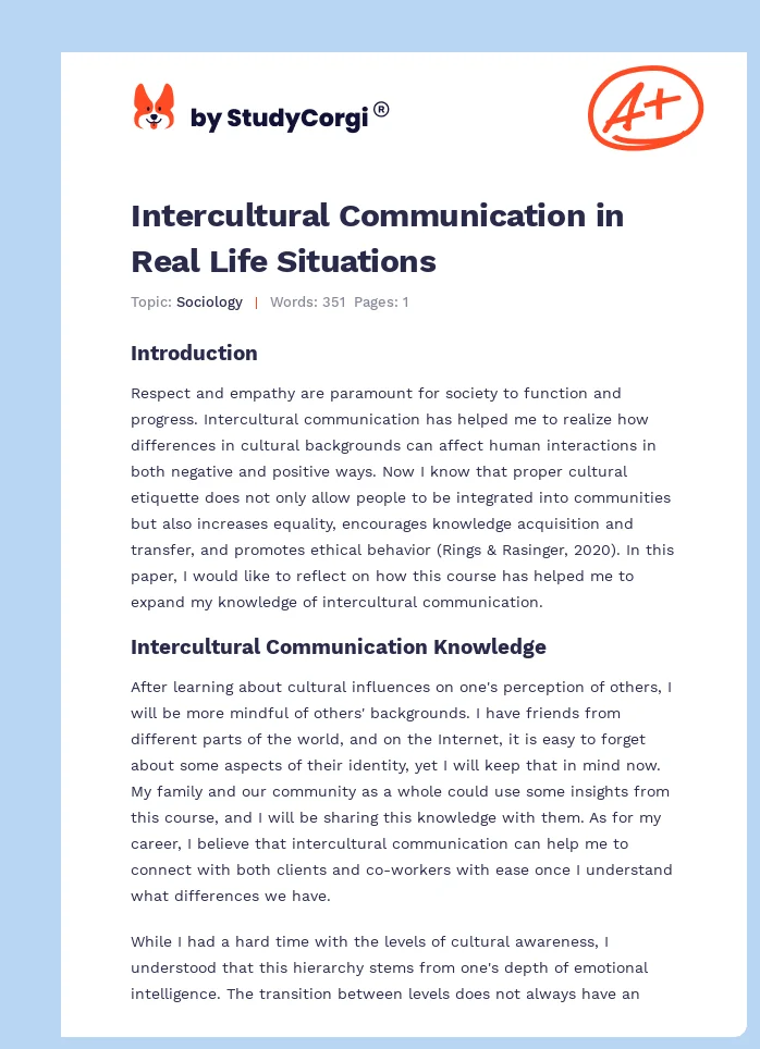 Intercultural Communication in Real Life Situations. Page 1