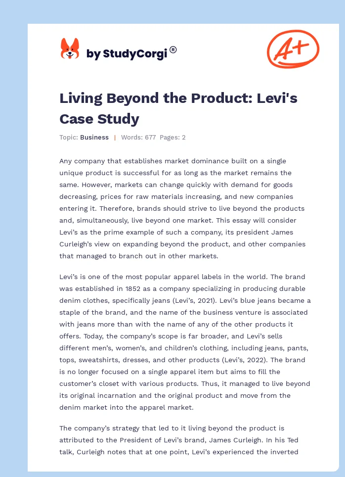 Living Beyond the Product: Levi's Case Study. Page 1