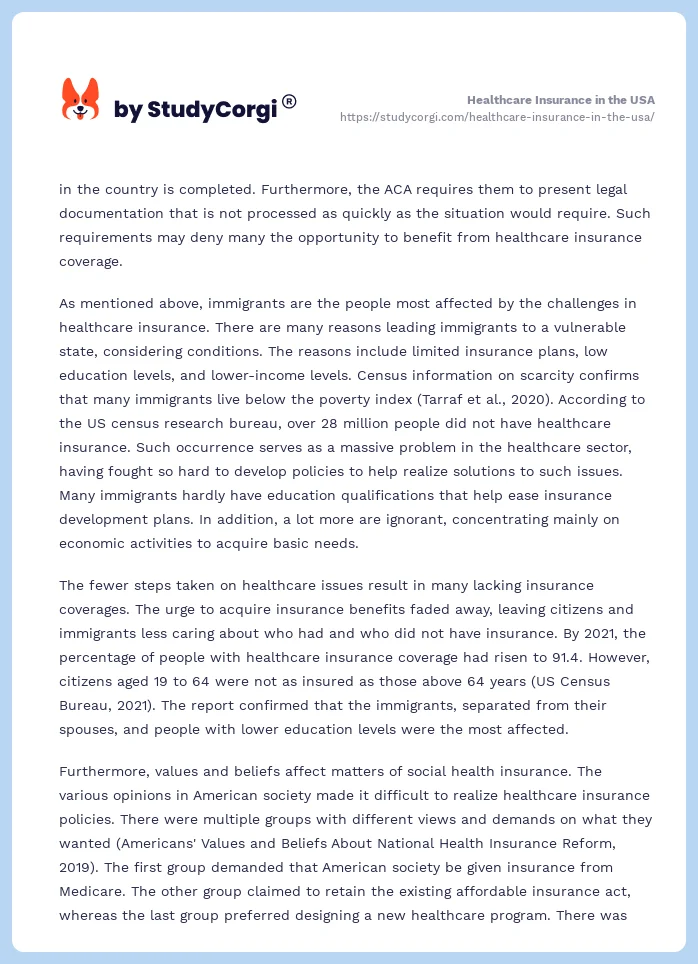 Healthcare Insurance in the USA. Page 2