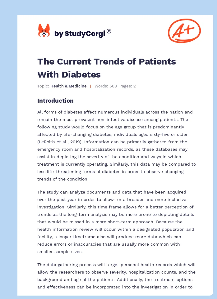 The Current Trends of Patients With Diabetes. Page 1