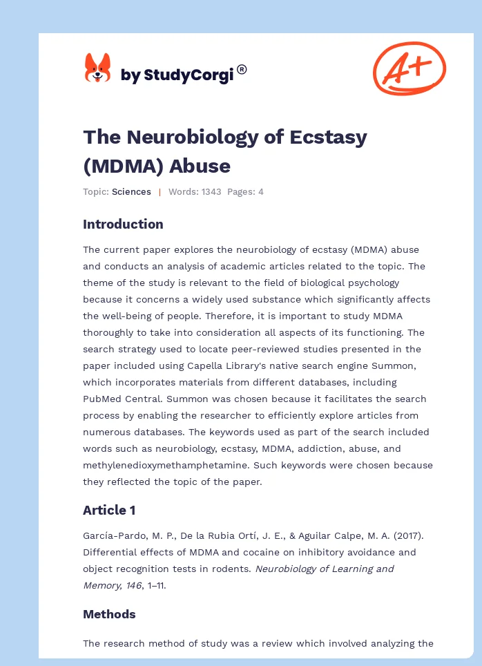 The Neurobiology of Ecstasy (MDMA) Abuse. Page 1