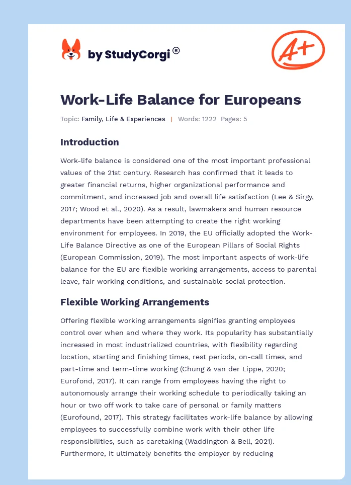Work-Life Balance for Europeans. Page 1