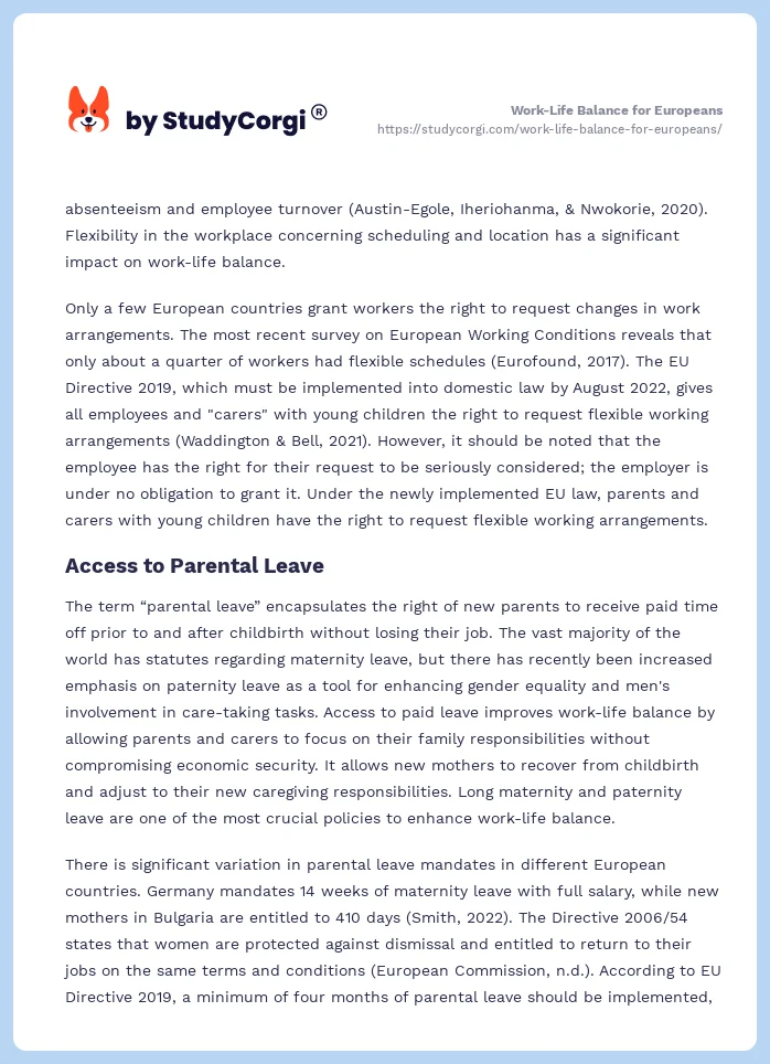 Work-Life Balance for Europeans. Page 2