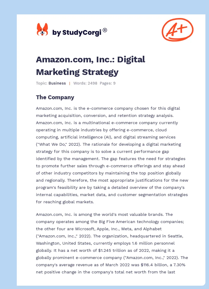 Amazon.com, Inc.: Digital Marketing Strategy. Page 1