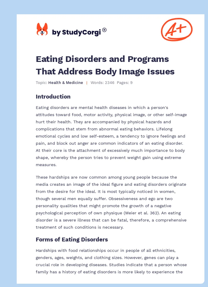 Eating Disorders and Programs That Address Body Image Issues. Page 1