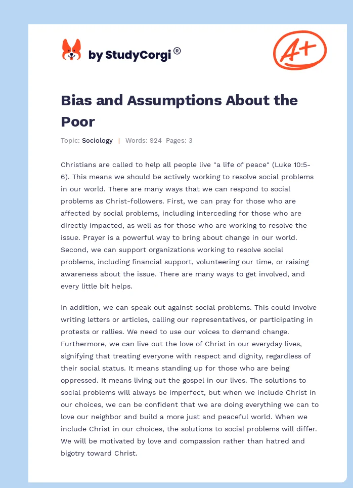 Bias and Assumptions About the Poor. Page 1