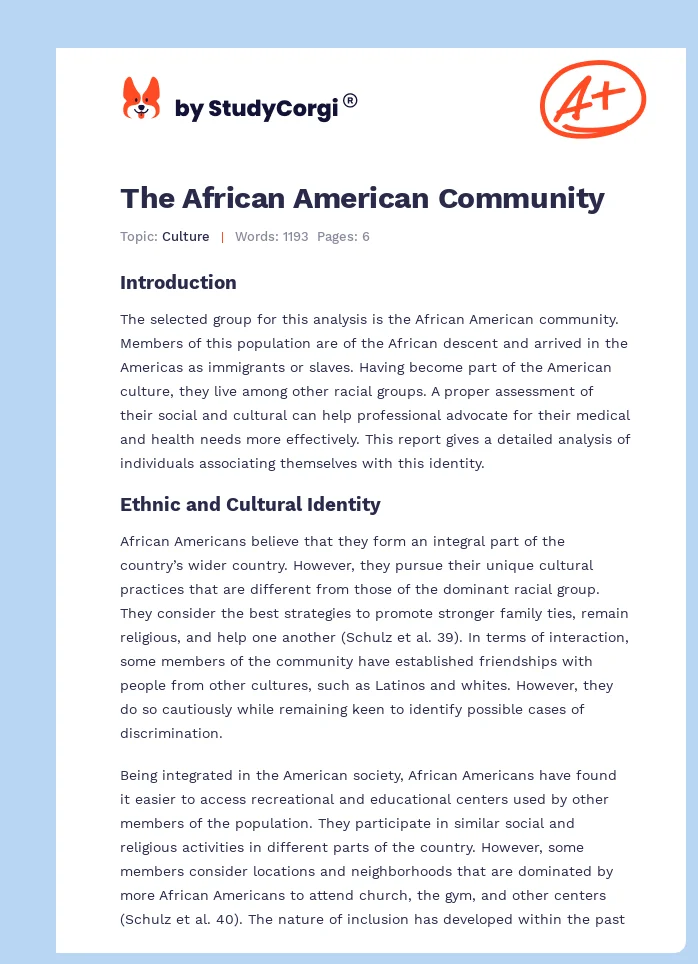 The African American Community. Page 1